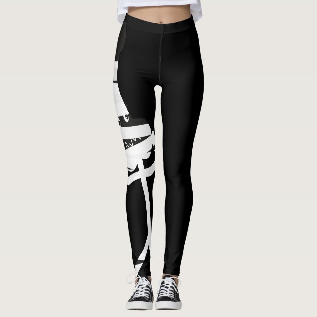 black white grey mummy wraped character leggings (Front)