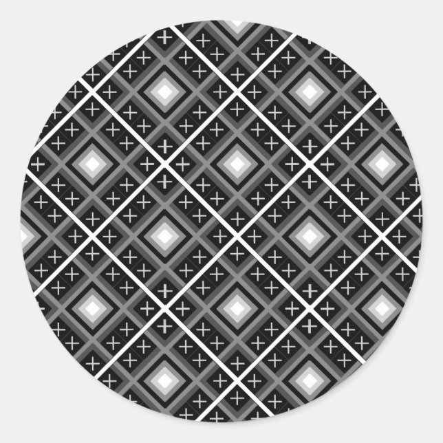 Black, White, Grey Persian Classic Round Sticker (Front)
