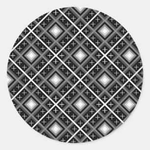 Black, White, Grey Persian Classic Round Sticker