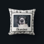 Black White Grey Pet Dog Photo Personalise Paws  Cushion<br><div class="desc">This design may be personalised in the area provided by changing the photo and/or text. Or it can be customised by clicking Personalise this Template and then choosing the click to customise further option and delete or change the colour of the background, add text, change the text colour or style,...</div>