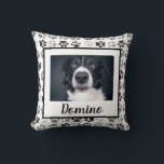 Black White Grey Pet Dog Photo Personalise Paws  Cushion<br><div class="desc">This design may be personalised in the area provided by changing the photo and/or text. Or it can be customised by clicking Personalise this Template and then choosing the click to customise further option and delete or change the colour of the background, add text, change the text colour or style,...</div>