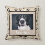 Black White Grey Pet Dog Photo Personalise Paws Cushion<br><div class="desc">This design was created through digital art. It may be personalised by clicking the customise button and changing the colour, adding a name, initials or your favourite words. Contact me at colorflowcreations@gmail.com if you with to have this design on another product. Purchase my original abstract acrylic painting for sale at...</div>