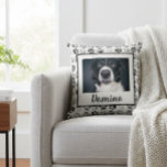 Black White Grey Pet Dog Photo Personalise Paws  Cushion<br><div class="desc">This design may be personalised in the area provided by changing the photo and/or text. Or it can be customised by clicking Personalise this Template and then choosing the click to customise further option and delete or change the colour of the background, add text, change the text colour or style,...</div>