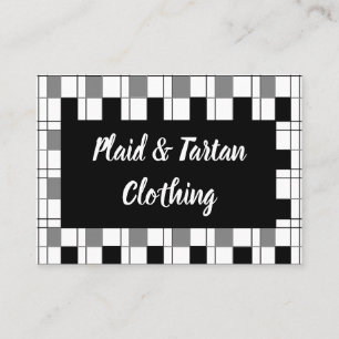 Black White Grey Plaid Tartan Chequered Pattern Business Card