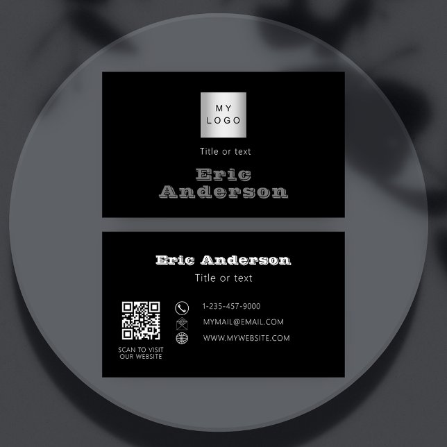 Black white grey QR code logo Business Card (Creator Uploaded)