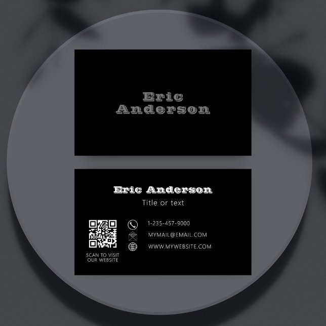 Black white grey QR code minimalist Business Card (Creator Uploaded)