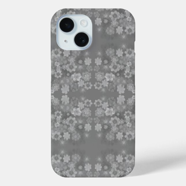 Black White Grey Retro Floral Watercolor Pattern  Case-Mate iPhone Case (Back)