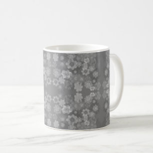 Black White Grey Retro Floral Watercolor Pattern Coffee Mug