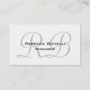 Black White Grey Script Monogram Business Card