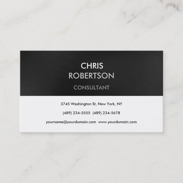 Black White Grey Stripe Attractive Business Card (Front)