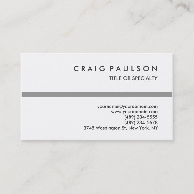 Black White Grey Stripe Consultant Business Card (Front)