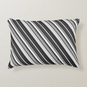 Black White Grey Striped Pattern Decorative Cushion