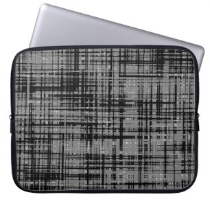 Black White Grey Striped Pattern Laptop Sleeve
