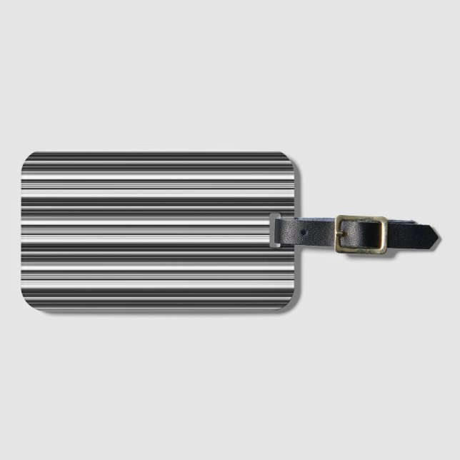 Black White Grey Striped Pattern Luggage Tag (Front Horizontal)