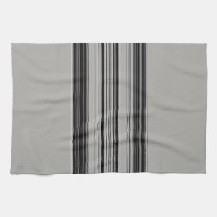 Black White Grey Striped Pattern Tea Towel