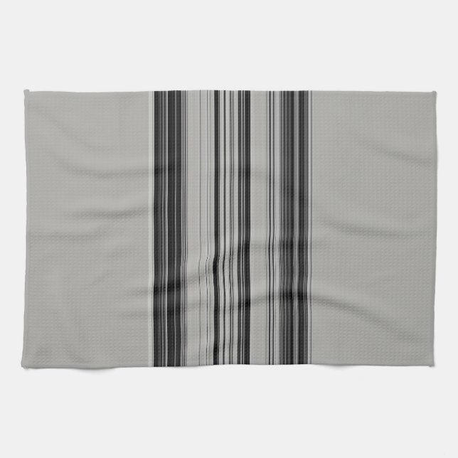 Black White Grey Striped Pattern Tea Towel (Horizontal)