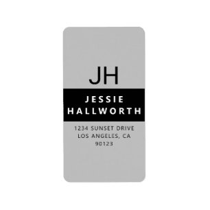 Black White & Grey Stylish Modern Monogram Label