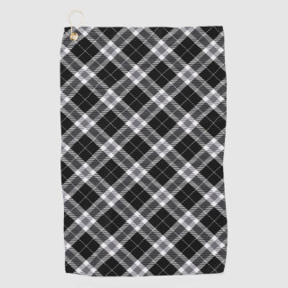 Black White & Grey Tartan Plaid Golf Towel