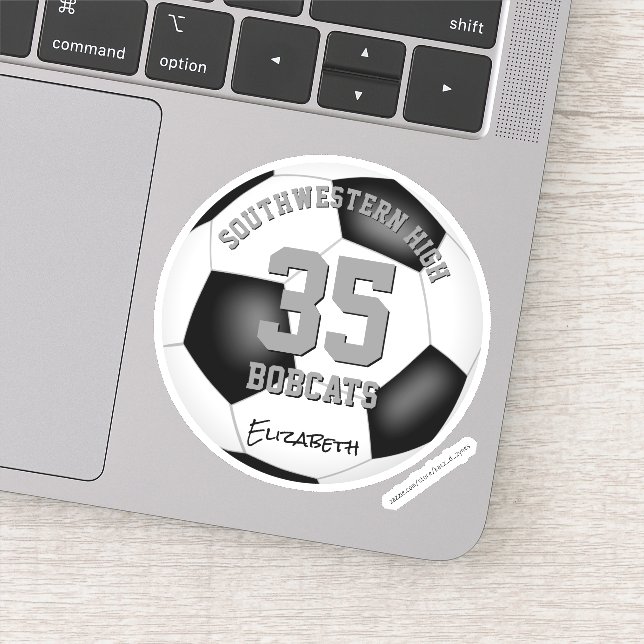 black white grey team name girls boys soccer (Detail)