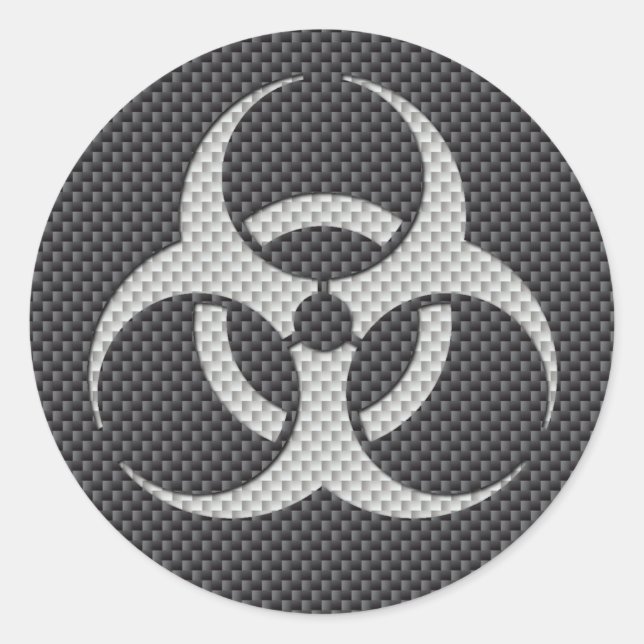 Black White & Grey Toxic Carbon Fibre Classic Round Sticker (Front)