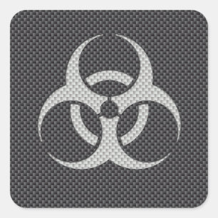 Black White & Grey Toxic Carbon Fibre Square Sticker