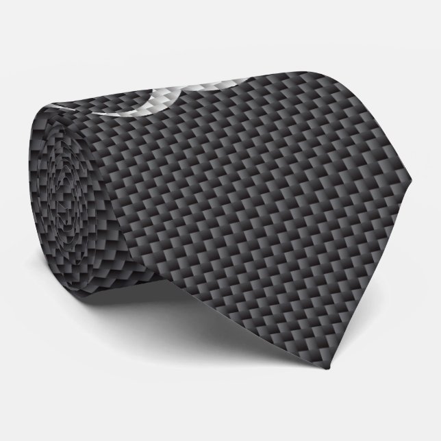 Black White & Grey Toxic Carbon Fibre Tie (Rolled)
