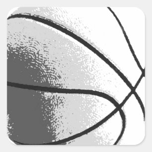 Black White Grey Trendy Pop Art Basketball Square Sticker