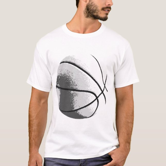 Black White Grey Trendy Pop Art Basketball T-Shirt (Front)