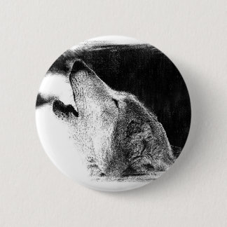 Black & White Grey Wolf Sketch Artwork 6 Cm Round Badge
