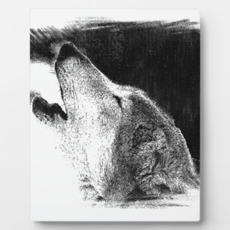 Black & White Grey Wolf Sketch Artwork Plaque