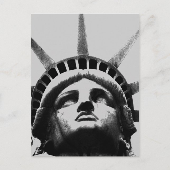 Black & White Greyscale Statue of Liberty Postcard (Front)