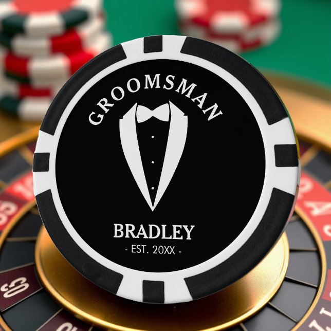 Black & White Groomsman Wedding Bachelor Party Poker Chips (Creator Uploaded)