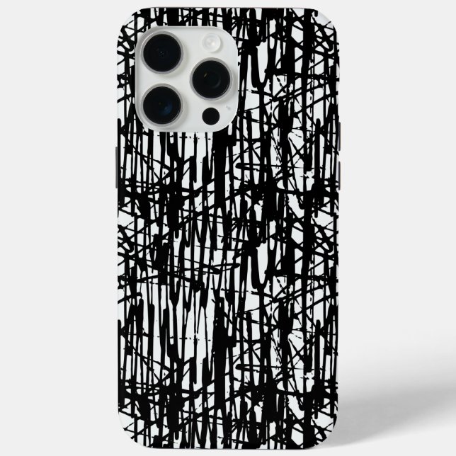 Black White Grunge Adult iPhone 15 Pro Max Case (Back)