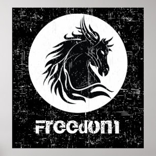 Black white grunge horse head motivational poster