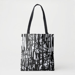 Black White Grunge Pattern Shoulder Tote Bag