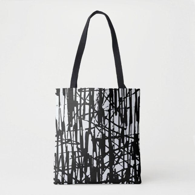 Black White Grunge Pattern Shoulder Tote Bag (Front)