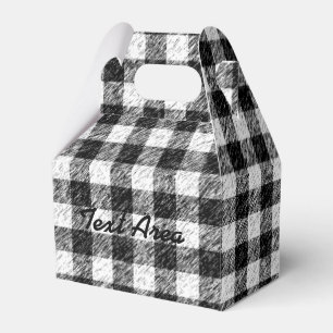 Black & White Grunge Plaid Chequered Party Favour Favour Box
