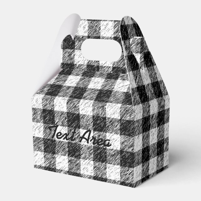 Black & White Grunge Plaid Chequered Party Favour  Favour Box (Front Side)