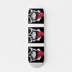 Black White Grunge Skulls Red Tongue Skateboard