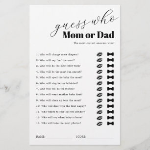 Black White Guessing Baby Shower Game