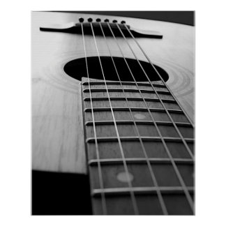 Black & White Guitar Musical Instrument Art Photo Poster