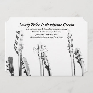 Black White Guitars Music Lover Wedding Invitation
