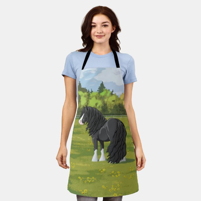 Black & White Gypsy Vanner Tinker Draught Horse Apron (Worn)