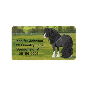Black & White Gypsy Vanner Tinker Draught Horse Label