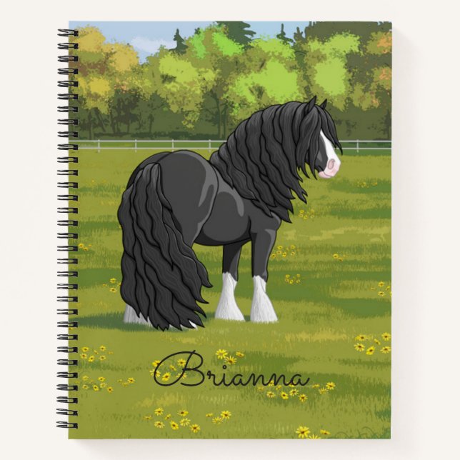 Black & White Gypsy Vanner Tinker Draught Horse Notebook (Front)