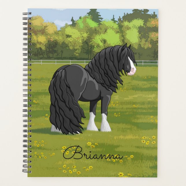 Black & White Gypsy Vanner Tinker Draught Horse Planner (Front)