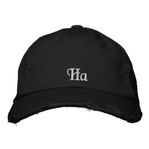 Black White Ha Fun Rustic Monogram Personalised Embroidered Hat