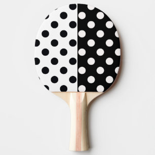 Black White Half Color Split Inverse Polka Dots Ping Pong Paddle