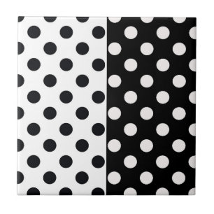 Black White Half Color Split Inverse Polka Dots Tile