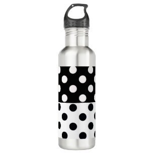 Black White Half Colour Split Inverse Polka Dots 710 Ml Water Bottle